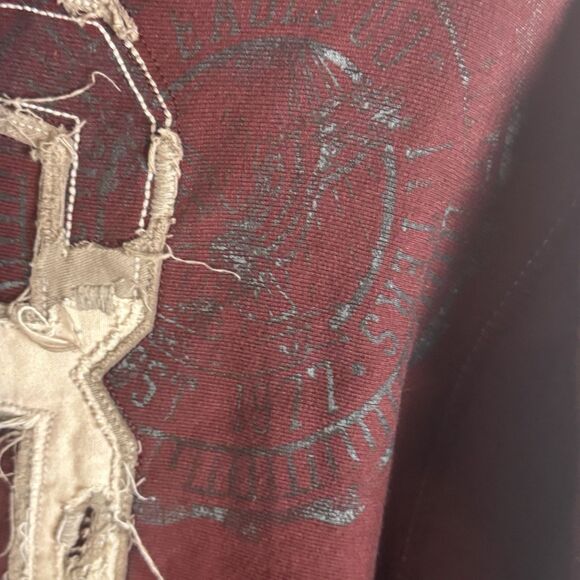 VINTAGE AMERICAN EAGLE Mens Maroon Graphic Y2K Hoodie Size X Heavy Drawstring - Picture 4 of 11